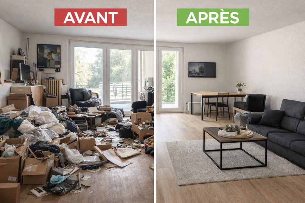 Avant après débarras de maison par Swiss Débarras à Lausanne